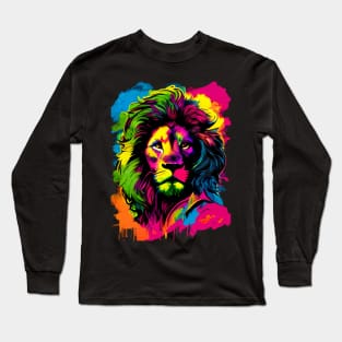 Techno color Lion Long Sleeve T-Shirt